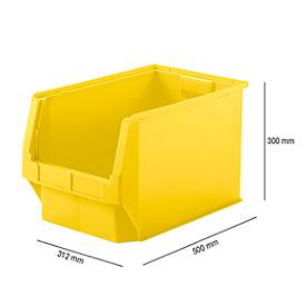 Sichtlagerkasten SSI Schäfer Serie PROFI LF 533, Polypropylen, L 500 x B 312 x H 300 mm, 38 l, gelb