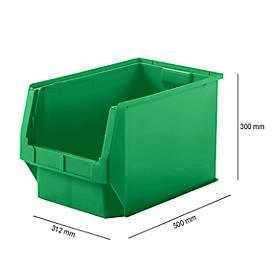Sichtlagerkasten SSI Schäfer Serie PROFI LF 533, Polypropylen, L 500 x B 312 x H 300 mm, 38 l, grün