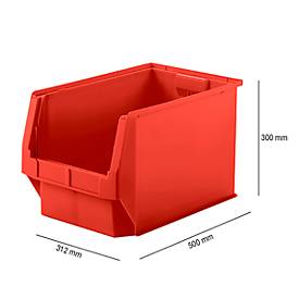 Sichtlagerkasten SSI Schäfer Serie PROFI LF 533, Polypropylen, L 500 x B 312 x H 300 mm, 38 l, rot