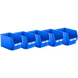 Sichtlagerkasten SSI Schäfer Serie PROFI LF 533, Polypropylen, L 500 x B 320 x H 300 mm, 38 l, blau, 5 Stück