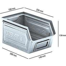 Sichtlagerkasten SSI Schäfer LF 14/7-4, Stahl, L 235 x B 150 x H 130 mm, 3,5 l, div. Farben