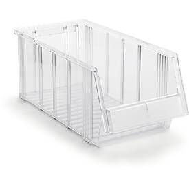 Sichtlagerkasten Treston Serie 1940, Polystyrol, L 400 x B 186 x H 156 mm, 7,2 L, transparent