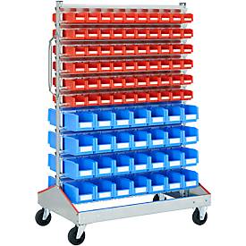 Sichtrollwagen f. Sichtlagerkästen, zweiseitig, B 1130 x T 710 x H 1705 mm, versch. Ausstattungen