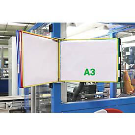 Sichttafel Tarifold DIN A3 quer, 10 St., alle Trägersysteme, Metalldrehzapfen, farbsortiert