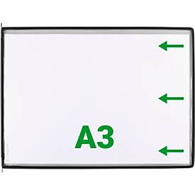 Sichttafel Tarifold DIN A3 quer, 10 St., alle Trägersysteme, Metalldrehzapfen, schwarz