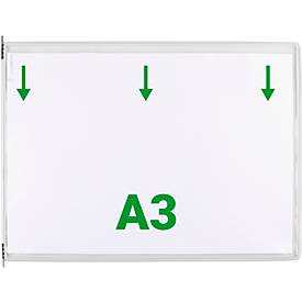 Sichttafel Tarifold DIN A3 quer, 10 St., alle Trägersysteme, Metalldrehzapfen, weiß