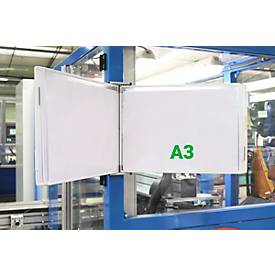 Sichttafel Tarifold DIN A3 quer, 10 St., alle Trägersysteme, Metalldrehzapfen, weiß