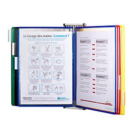 Sichttafelsystem Tarifold, A3, Stahlblech, lichtgrau, inkl. 10 Drehzapfentafeln, farbig sortiert