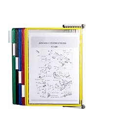 Sichttafelsystem Tarifold, A3, Stahlblech, lichtgrau, inkl. 10 Drehzapfentafeln, farbig sortiert