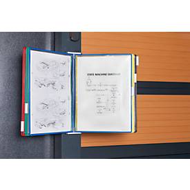 Sichttafelsystem Tarifold, A3, Stahlblech, magnethaftend, lichtgrau, inkl. 10 Drehzapfentafeln