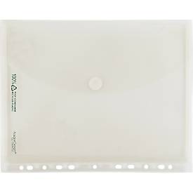 Sichttasche FolderSys FolderGreen®, A4 Hochformat, EURO-Lochung/umlaufende Dehnfalte/Abheftrand/Klappe/Klettverschluss, 100 % PCR-PP, transparent ,10 Stück