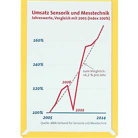 Sichttaschen, farbig, DIN A4 hoch, gelb, 10 Stück