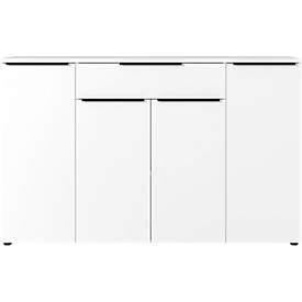Sideboard Porto, mit 1 Schublade und 4 Türen, B 1610 x T 400 x H 1010 mm, weiß