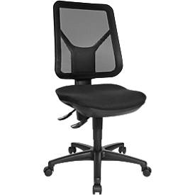 Siège de bureau ERGO NETZ Topstar, à contact permanent, sans accoudoirs, dossier en filet, assise spéciale soutien du bassin, noir