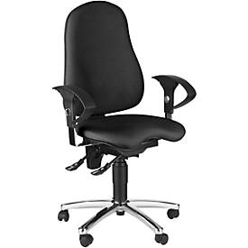 Siège de bureau SENSUM, contact permanent, soutien vertèbres lombaires, assise orthopédique 3D, avec accoudoirs, noir