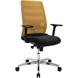 Siège de bureau SSI Proline Edition 50 - mécanisme synchrone ponctuel - assise ergonomique - soutien lombaire - avec accoudoirs - dossier maille - noir/ocre - notre marque Schäfer Shop Select