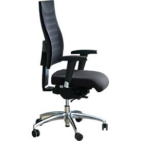 Siège de bureau SSI Proline S3+ - ergonomique - mécanisme synchrone 3D et dossier en maille 3D - assise plate - avec accoudoirs - noir/argent - Schäfer Shop Select