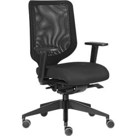 Siège de bureau XT, avec accoudoirs, mécanisme synchrone, dossier en filet, assise plate rembourrée, noir