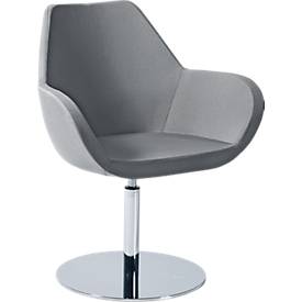 Siège visiteur KONSIT, base circulaire, tissu gris clair