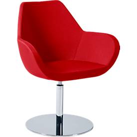 Siège visiteur KONSIT, base circulaire, tissu rouge