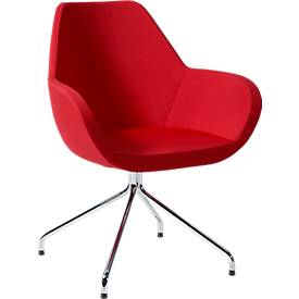 Siège visiteur KONSIT, piètement araignée, tissu rouge