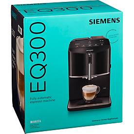 Siemens Kaffeevollautomat TF301E19 EQ.300, für Bohnen, 1300 W, bis 1,4 l/250 g, One-Touch Funktion, coffeeDirect-System, schwarz