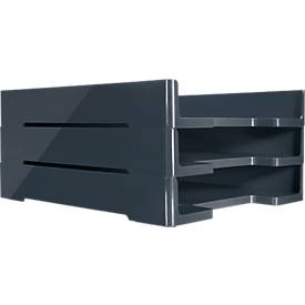 SIGEL Ablagekorb eyestyle, DIN A4, ABS-Kunststoff, stapelbar, dunkelgrau