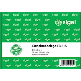 sigel® Einnahmebeleg EB615, DIN A 6 quer, 50 Blatt, grün