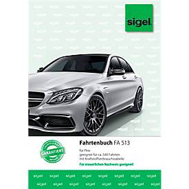 sigel® Fahrtenbuch für PKW FA513, DIN A5 hoch, 32 Blatt, mit Klammerheftung