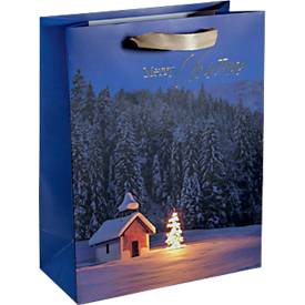 Sigel Geschenktasche "Christmas Chapel", mit Folienveredelung, FSC Mix, B 260 x H 330 x T 120 mm, 5 Stück