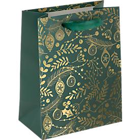 Sigel Geschenktasche "Golden Ornaments on green", Größe S, 5 Stück