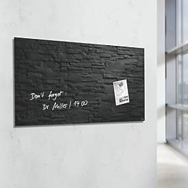SIGEL Glas-Magnettafel Artverum, Ecken gefasert/poliert, inkl. 3 x Neodym-Magnete, B 910 x T 15 x H 460 mm, ESG, anthrazit