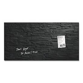 SIGEL Glas-Magnettafel Artverum, Ecken gefasert/poliert, inkl. 3 x Neodym-Magnete, B 910 x T 15 x H 460 mm, ESG, anthrazit