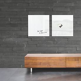 SIGEL Glas-Magnettafel Artverum, rahmenlos, freischwebend, inkl. 3 x Neodym-Magnete, B 480 x T 15 x H 480 mm, ESG, weiß