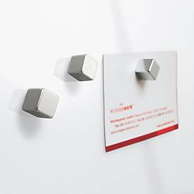 SIGEL Glas-Magnettafel Artverum, rahmenlos, freischwebend, inkl. 3 x Neodym-Magnete, B 480 x T 15 x H 480 mm, ESG, weiß