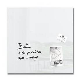 SIGEL Glas-Magnettafel Artverum, rahmenlos, freischwebend, inkl. 3 x Neodym-Magnete, B 480 x T 15 x H 480 mm, ESG, weiß