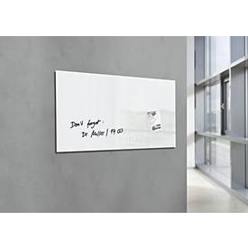 SIGEL Glas-Magnettafel Artverum, rahmenlos, freischwebend, inkl. 3 x Neodym-Magnete, B 910 x T 15 x H 460 mm, ESG, weiß