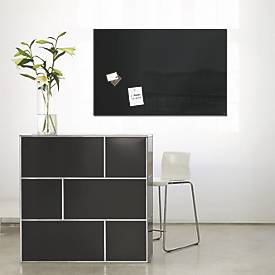 SIGEL Glas-Whiteboard Artverum, Ecken gefasert/poliert, magnetisch, inkl. 2 x Neodym-Magnete, B 1000 x T 15 x H 650 mm, ESG, schwarz