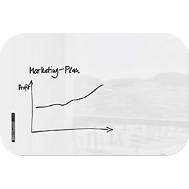 SIGEL Glas-Whiteboard Artverum, Ecken rund, magnetisch, inkl. 1 x Boardmarker schwarz, B 1000 x T 10 x H 650 mm, ESG, weiß