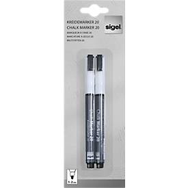 sigel Hochwertige Kreidemarker, 1 - 2 mm, weiß, 2 Stück