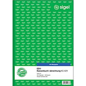 sigel® Kassenbuch EDV Steuerscheine 300 KG429, DIN A4 hoch, 2 x 50 Blatt