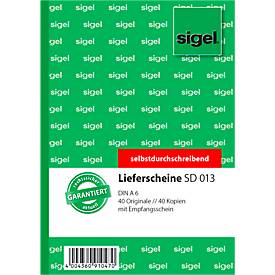 sigel® Lieferschein mit Empfangsschein SD 013, DIN A6 hoch, 2 x 40 Blatt, selbstdurchschreibend