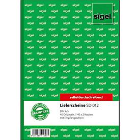 sigel® Lieferschein mit Empfangsschein SD012, DIN A5 hoch, selbstdurchschreibend