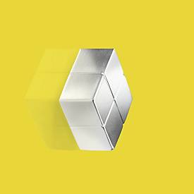 SIGEL Neodym-Magnet C10 Extra-Strong Cube-Design, für Glas-Magnettafeln und magnetische Whiteboards, hohe Haftkraft, Würfelform, silber, 1 Stück