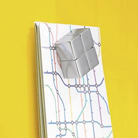 SIGEL Neodym-Magnete C10 Extra-Strong Cube-Design, für Glas-Magnettafeln und magnetische Whiteboards, hohe Haftkraft, Würfelform, silber, 4 Stück