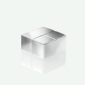SIGEL Neodym-Magnete C10 Extra-Strong Cube-Design, für Glas-Magnettafeln und magnetische Whiteboards, hohe Haftkraft, Würfelform, silber, 4 Stück