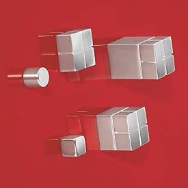SIGEL Neodym-Magnete C5 Strong Cube-Design, für Glas-Magnettafeln und magnetische Whiteboards, hohe Haftkraft, Würfelform, silber, 6 Stück