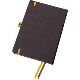 Sigel Notizbuch Linescape, 176 Seiten, DIN A5, 80 g/m², kariert, Gummiband, 2-farbige Stiftschlaufe, grau/gelb