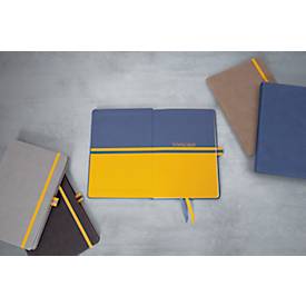 Sigel Notizbuch Linescape, 176 Seiten, DIN A5, 80 g/m², kariert, Gummiband, 2-farbige Stiftschlaufe, hellgrau/gelb