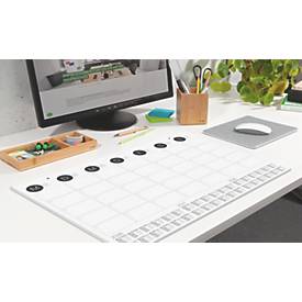 Sigel Papier-Schreibunterlage, Monatsplan, grau, ca. A2, Kalender 2026/2027/2028, DE/EN/FR/NL, 12 Blatt